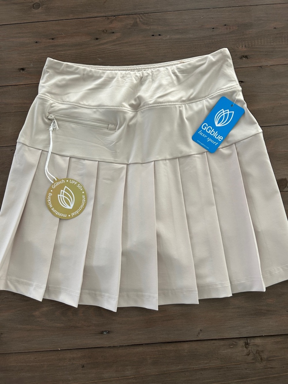 GGBlue Golf Skort Zippy Skort 18" Stone Tan Size Small New